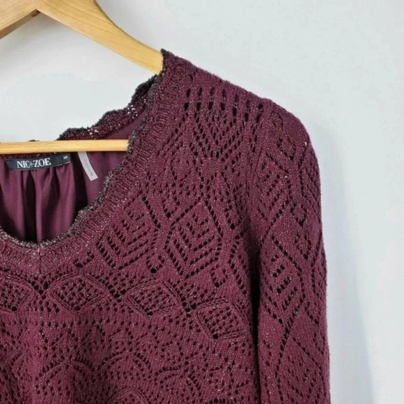 NIC+ZOE Shine On Sweater Winterberry Sparkle NWT - Picture 4 of 8